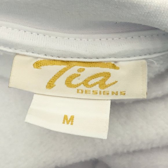 Tia Sweater Women Medium White Zip Up Sparkly Embellished Starfish Vintage - Picture 5 of 13